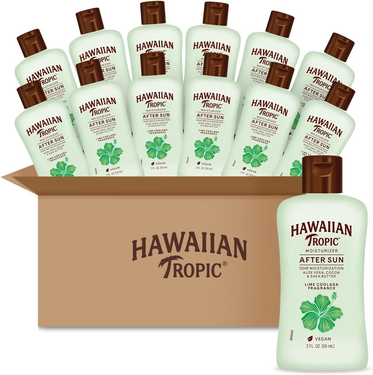 After Sun Lotion Lime Coolada Case, 12 mini bottles | After Sun Care Travel Essentials, Aloe Vera Lotion, 2 fl oz each (Pack of 12)