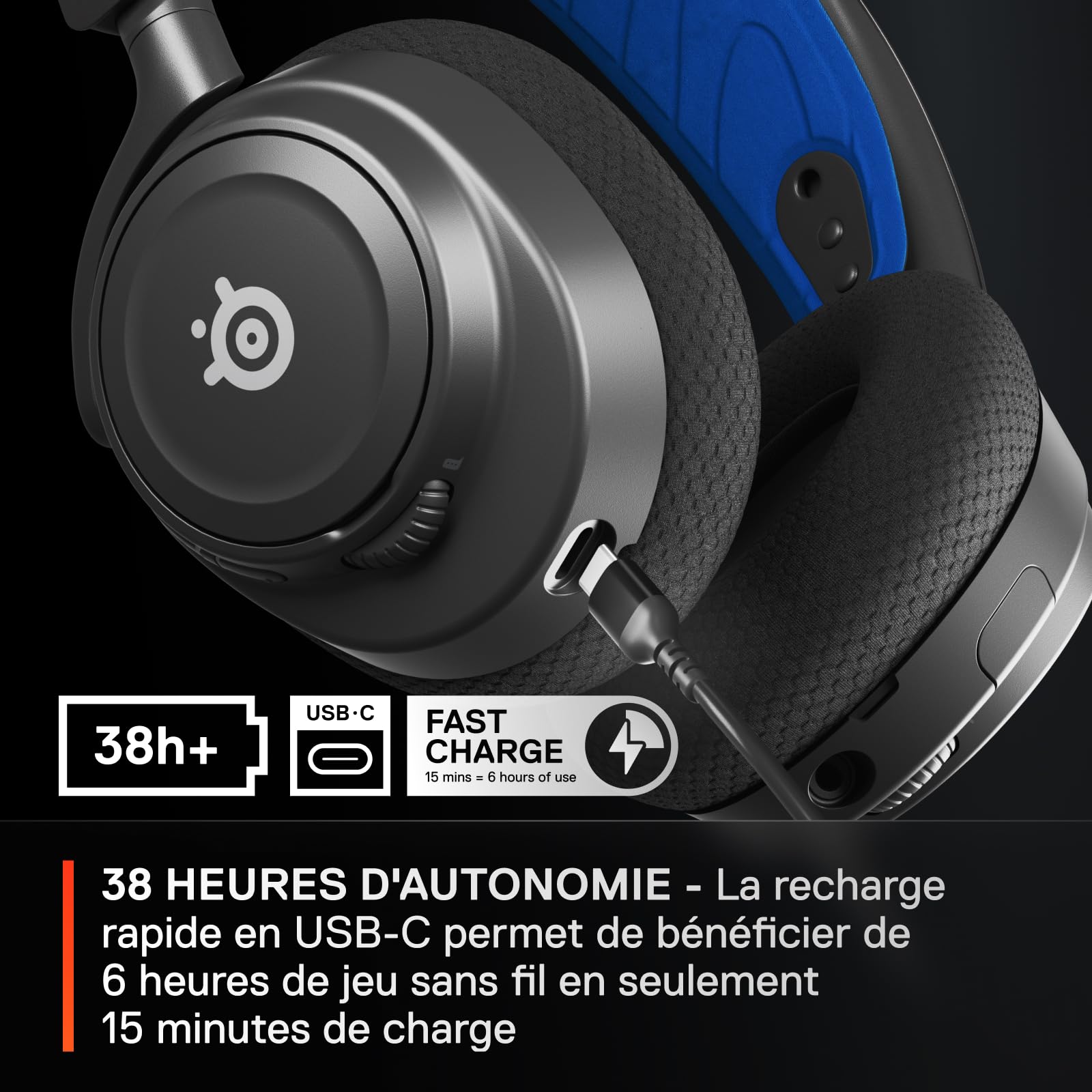 SteelSeries Arctis Nova 7P- Casque Gaming Sans Fil multiplateforme- Haut-parleurs magnétiques en néodyme- Bluetooth et 2.4GHz simultanés - Autonomie 38h- Micro ClearCast Gen2 IA- PS5,PC,Switch,Mobile