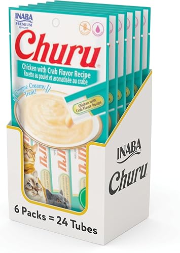 Vista 93 de INABA Churu - Bocadillo para gato, puré cremoso para gatos, sin cereales, que se puede lamer y exprimir, con vitamina E y taurina, 24 tubos de 0.5