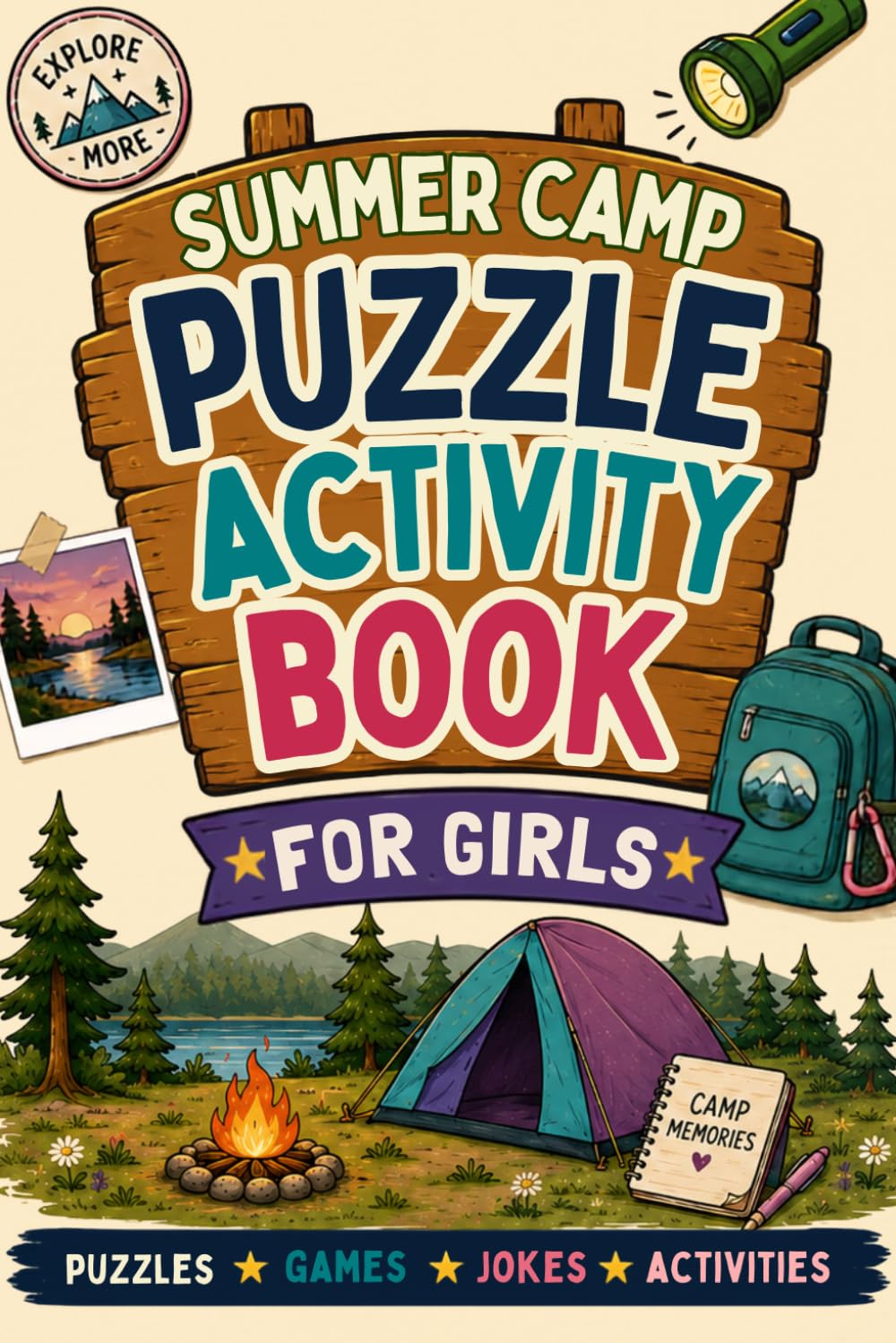 Summer Camp Puzzle Activity Book for Girls: The Perfect Bunk Gift for Campers with Puzzles, Games, Journal Pages and Summer Camp Activities