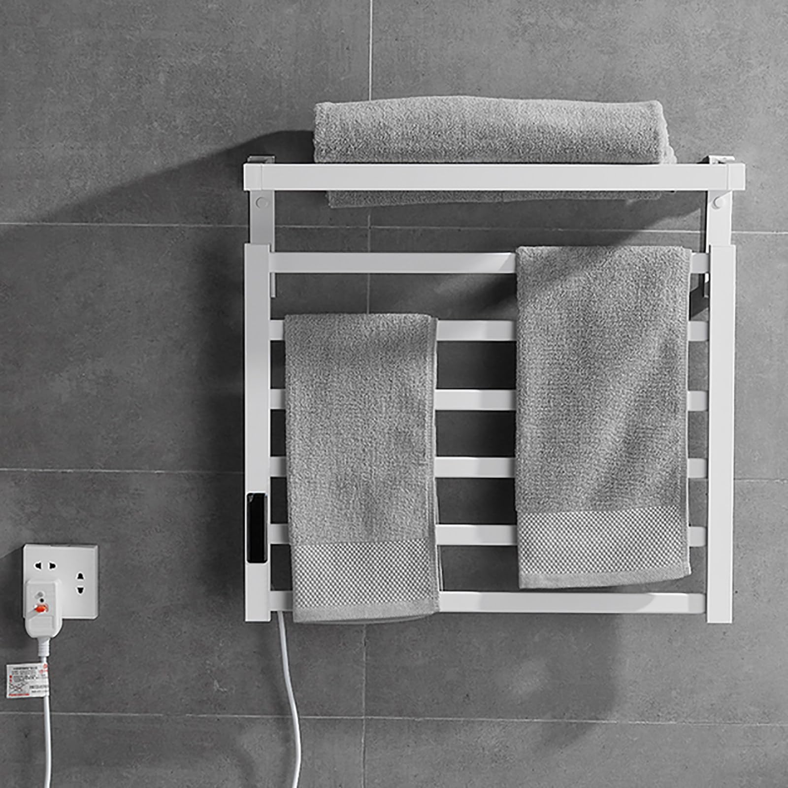 Porte-serviettes chauffant automatique contre l'humidité avec minuterie murale
