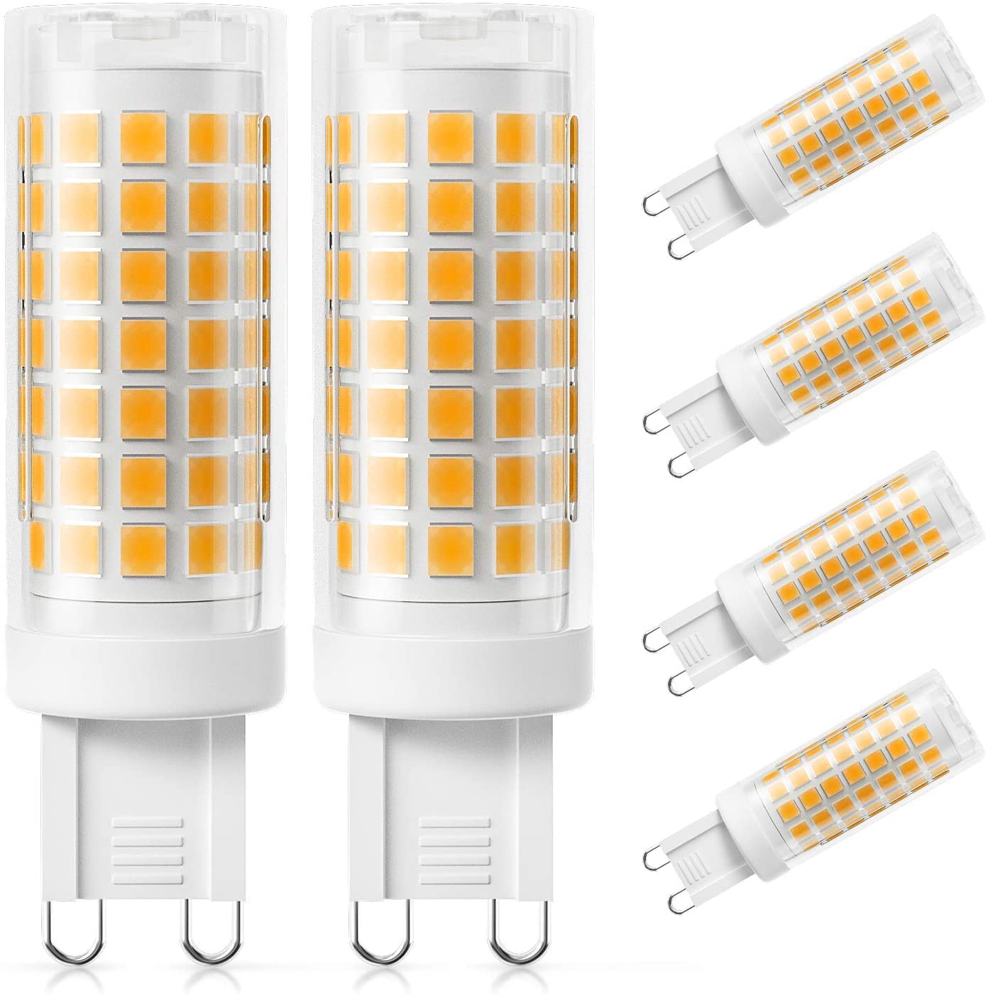 G9 LED Bulb Dimmable, 7W (70W Halogen Equivalent), 720lm AC 220V Daylight G9 Halogen Replacement Ceramic Base Chandelier Corn Xenon Light Bulbs, 360° Beam Angle,Warm White,6 Pack