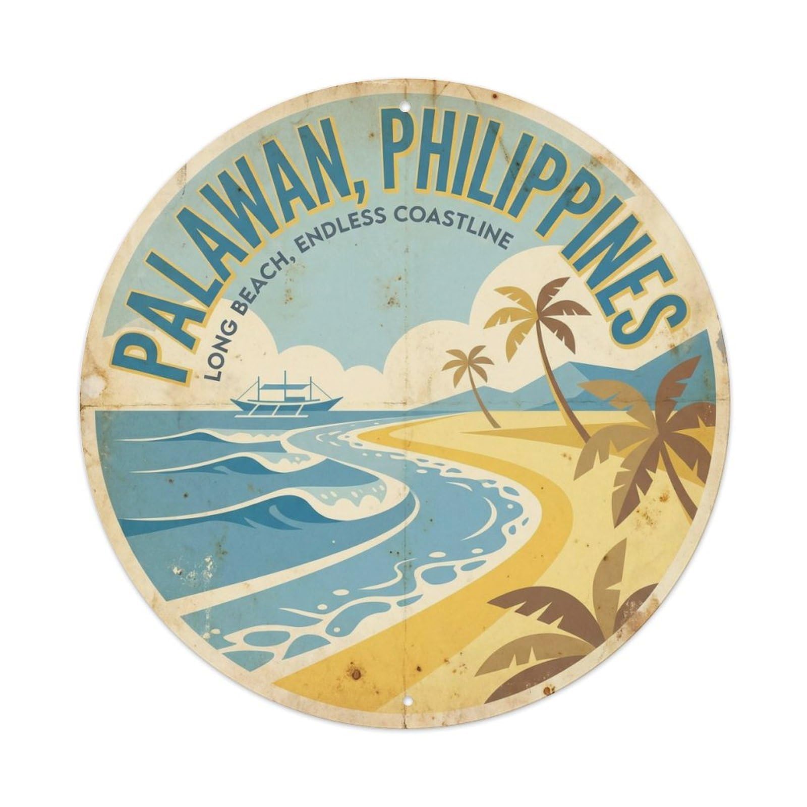 Long Beach Palawan Island Lagoon Coastal Bay Metal Tin Sign
