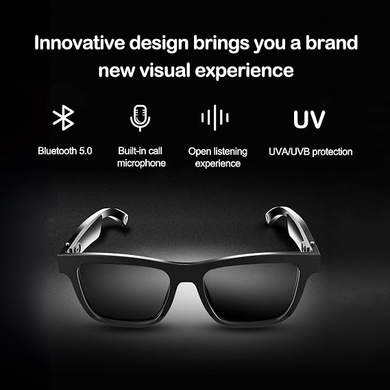 Smart Audio Glasses, Polarized, UV, Open Ear, Mic, Speaker, Bluetooth