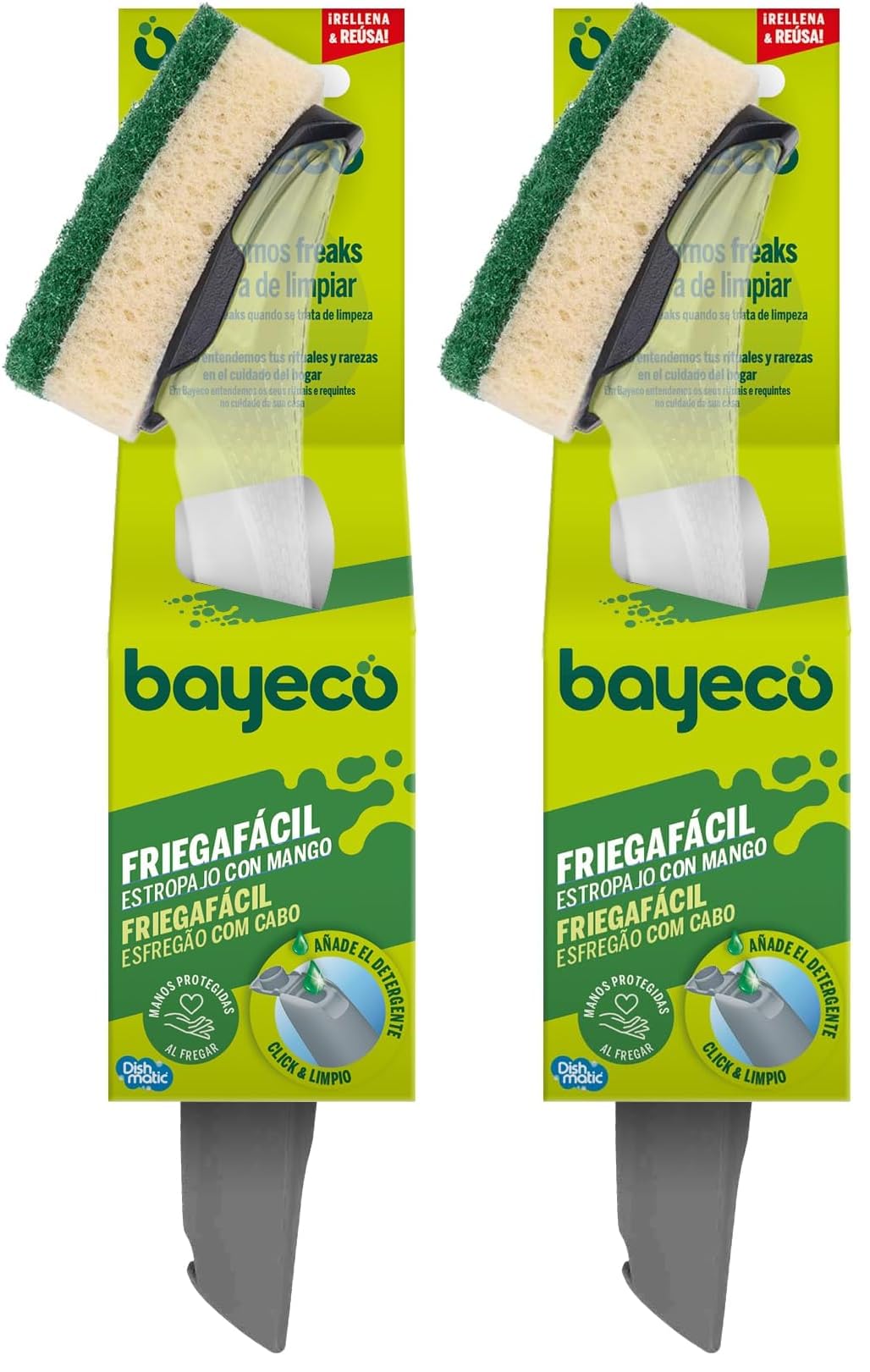 Bayeco Paglietta fibra verde + manico 1 unità (Confezione da 2)