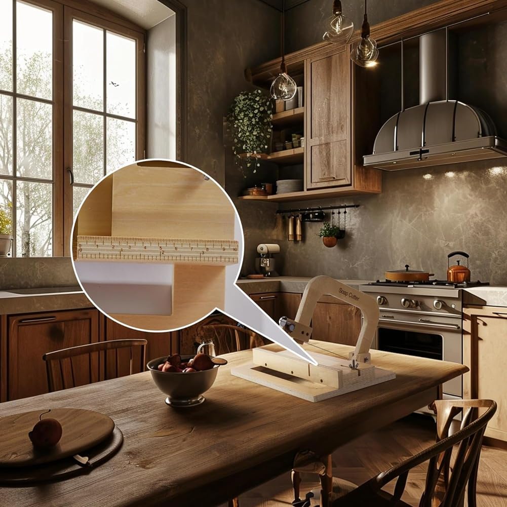 Avrpqiwy プロ仕様の木製ソープカッター。石鹸作り、パン、バター、ケーキ、キャンドル、チーズのカットに調節可能。