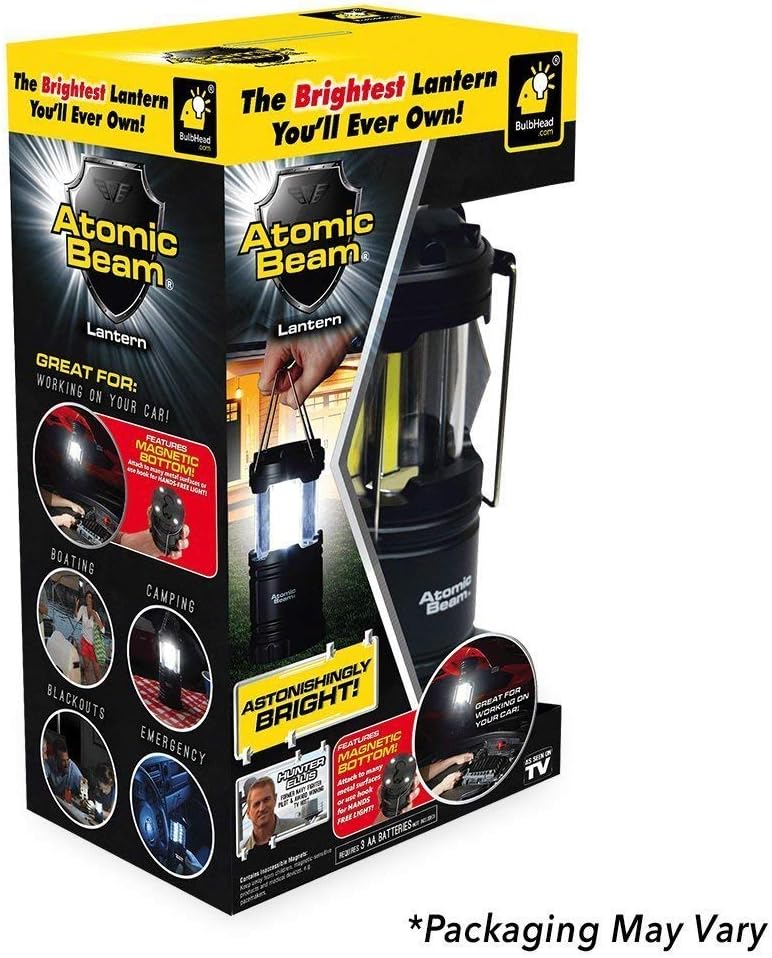 Atomic Beam As Seen On TV Lantern by BulbHead, Bright 360-Degree LED Panel Lantern Battery Powered (1 Pack)