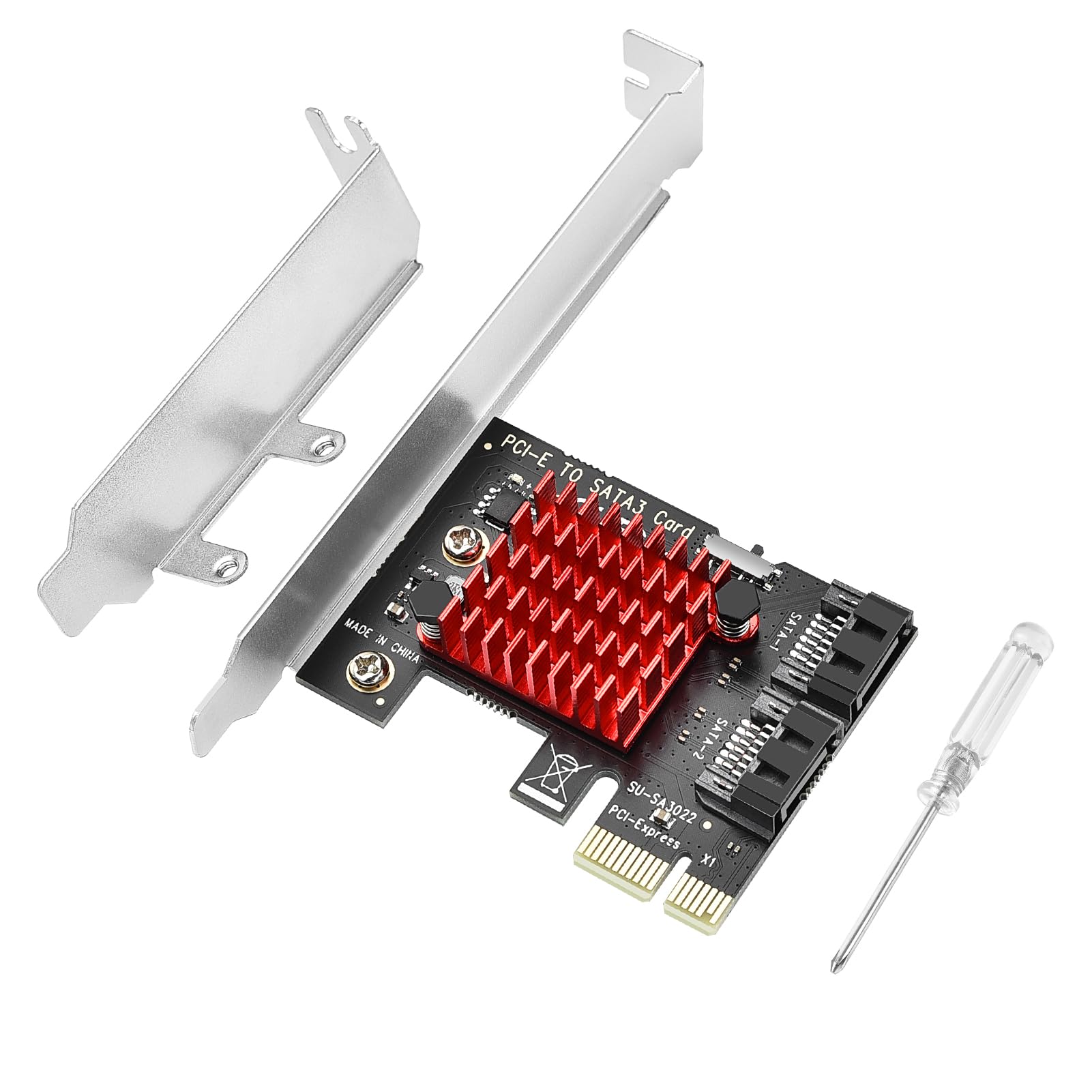 Carte PCIe X4 2x M.2 SATA + 2x SATA – Marvell 88SE9215 – Neuf