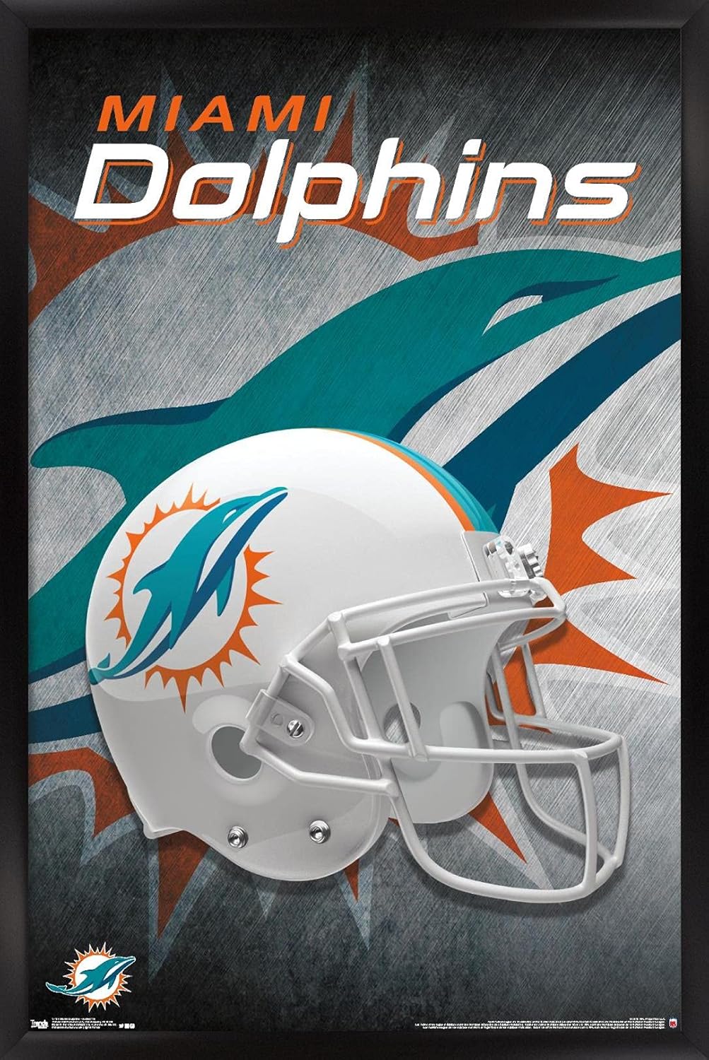 Trends International NFL Miami Dolphins - Helmet 18 Wall Poster, 14.725" x 22.375", Black Framed Version