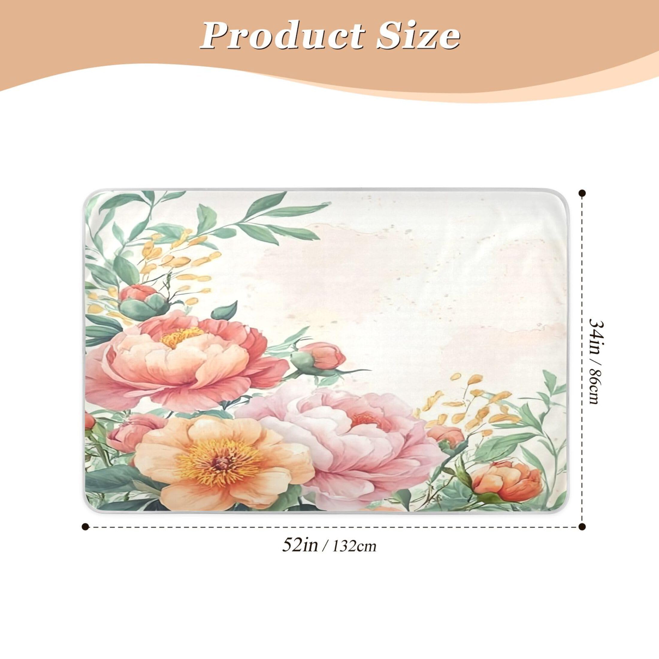 Takiito Vintage Floral Bed Pad Reusable Bed Underpad Washable Waterproof Leak-Proof Quick Dry Incontinence Pee Pad for Toddlers Kids Adults Pets 34x52 in