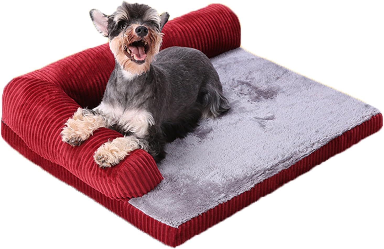 AcornPets® B-1212 Large Deluxe Rose Red Memory Foam Dog Sofa Bed Fleece 90 x 75 CM For Large Dogs,Premium Corduroy and Smooth Velveteen Fabric, Detachable and Washable