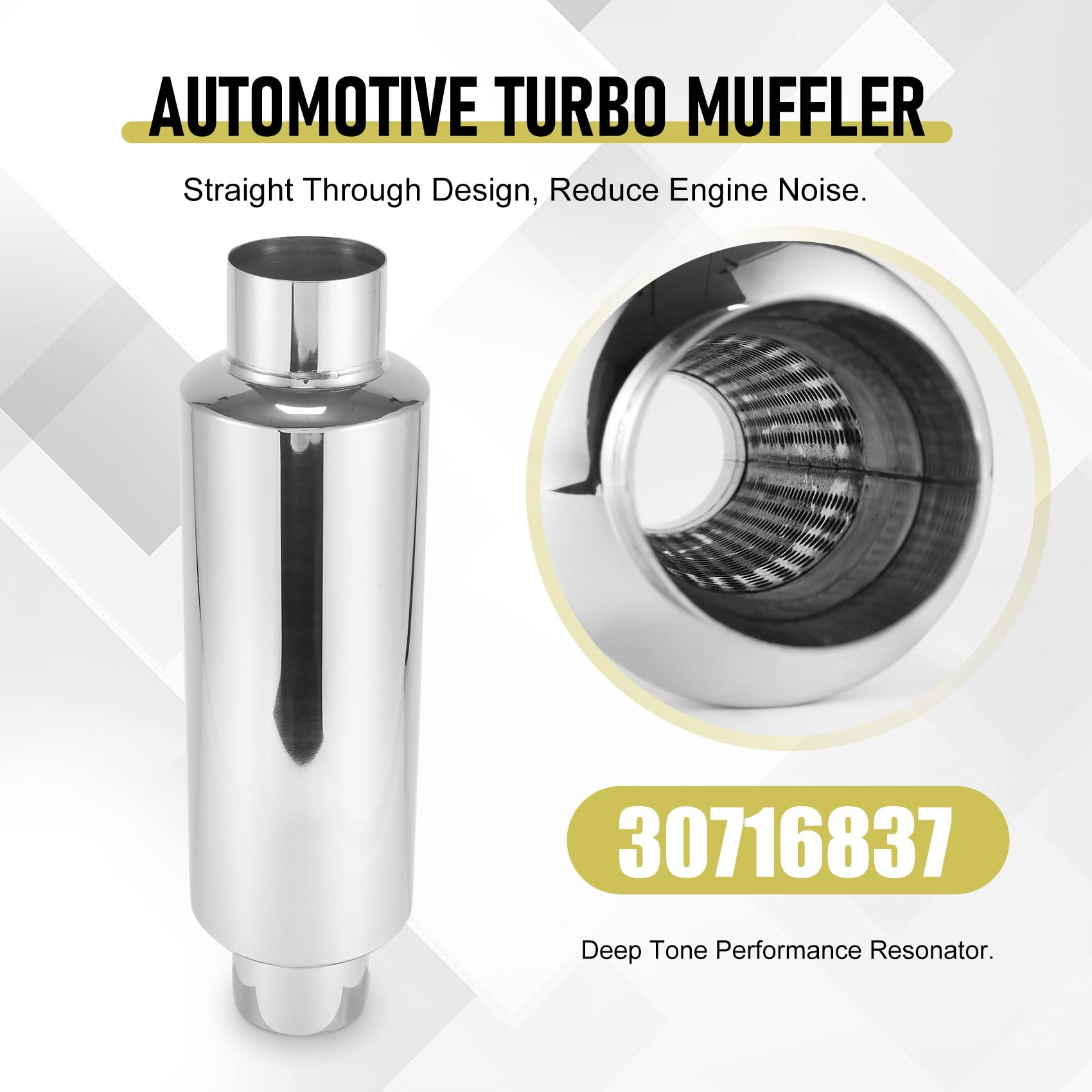 Auspuff Endschalldämpfer, 63 Mm Auspuff Schalldämpfer Edelstahl für DTM Style Silber Straight Through Deep Tone Universal für Auto