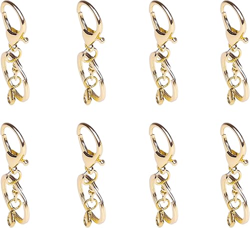 Miniatura 7 de 20 juegos de cierres de pinza de langosta con gancho y anillo plano dividido para llavero con clip de gatillo giratorio con pequeña pinza de