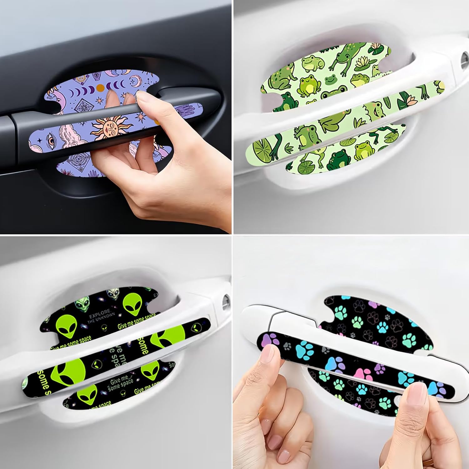 8PCS Sea Turtle Car Door Handle Carbon Fiber Anti Scratch Sticker Decal image 4