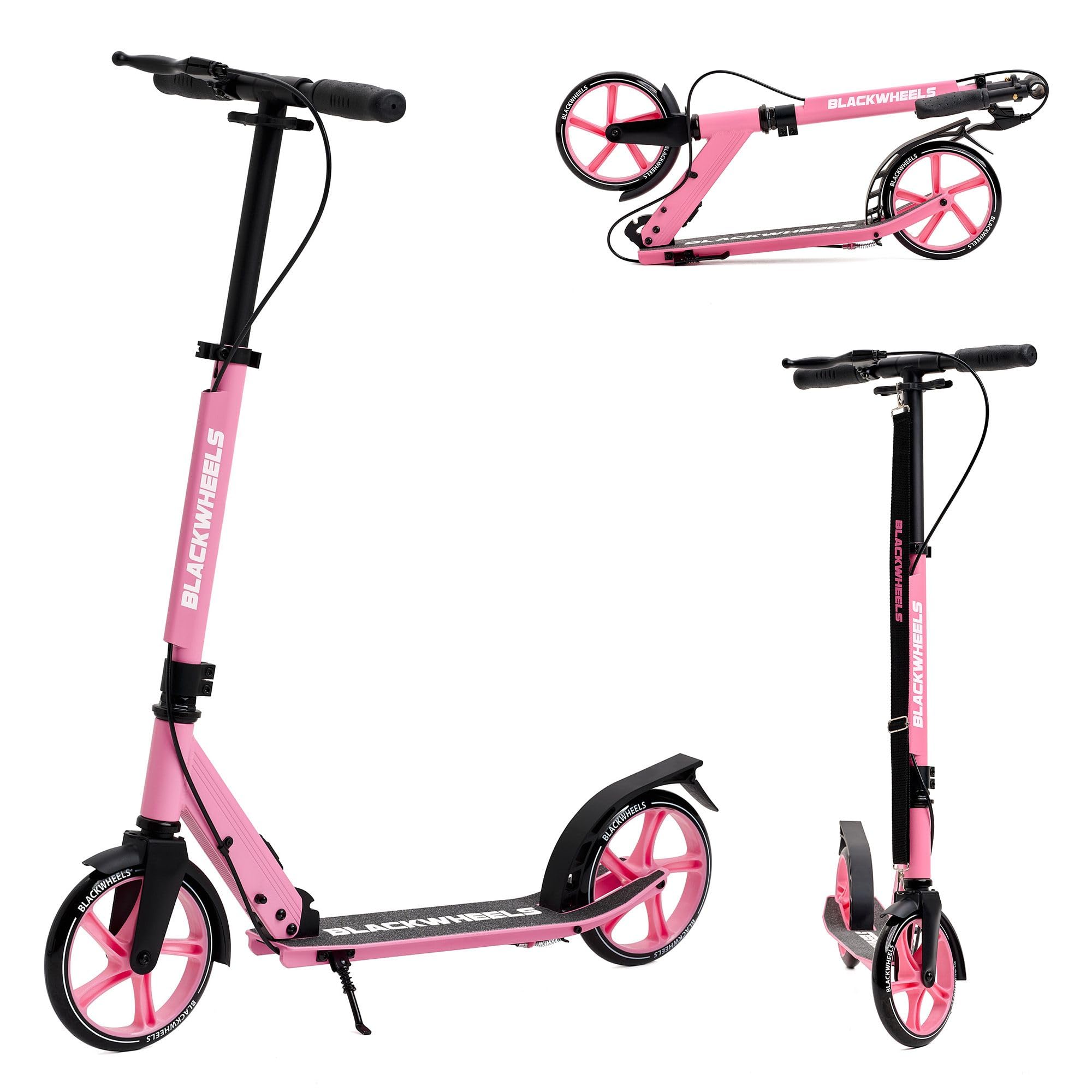 Blackwheels Orio Monopattino Pieghevole da Città – Ruote Grandi 200mm, Regolabile, Leggero in Alluminio, Cinghia Trasporto, Deck Antiscivolo, ABEC 7, Comodo per Adulti e Ragazzi