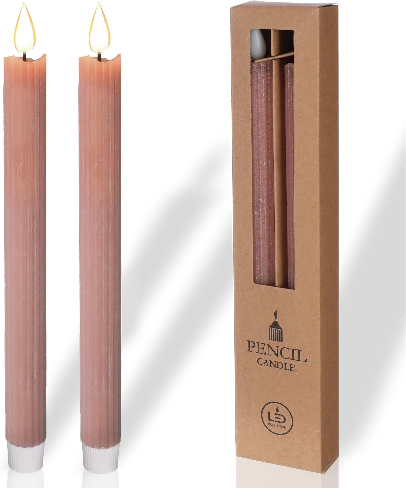 Novaliv LED Stabkerzen Mit Timer - Echtwachs Optik 23 Cm, 6h Timer, Flackernde Flamme