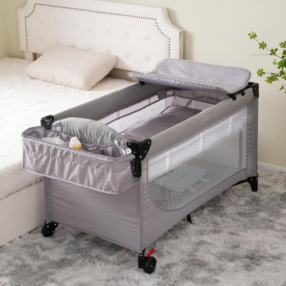 HZDMJ ベビーベッド グレー 取扱説明書付き HZDMJ ベビーベッド グレー 取扱説明書付き HZDMJ ベビーベッド