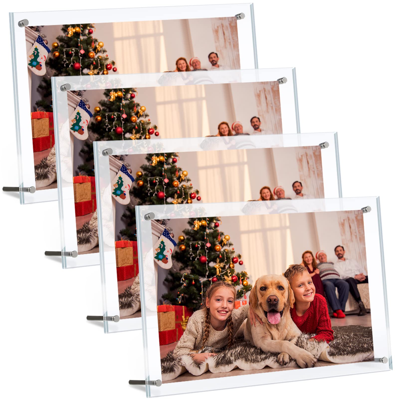 Yalikop4 Packs Clear Acrylic Picture Frame 8'' x 10'' Clear Photo Frame Free Standing Acrylic Picture Decorative Poster Photo Holder Tabletop Display for Home Office Room Desktop Display