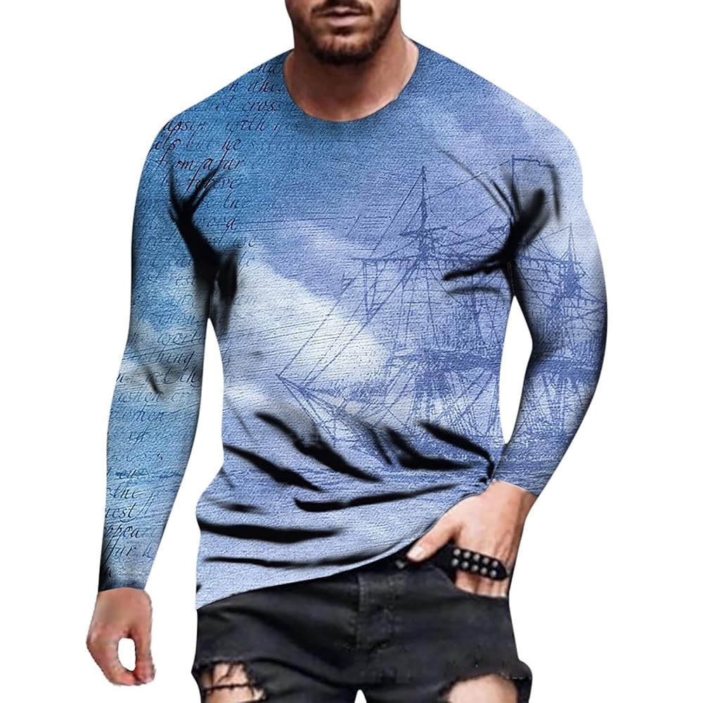 Herren Langarm T-Shirt - Basic Rundhals Shirt Atmungsaktiv