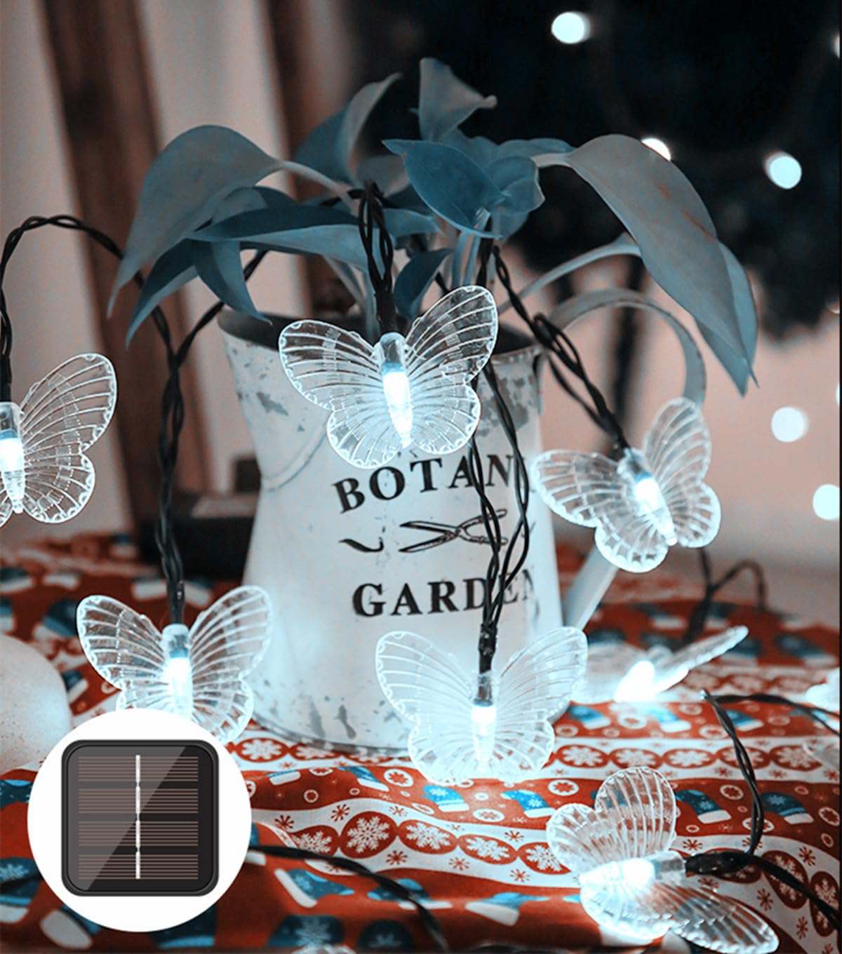 LED papillon string Light, 22M 200led extérieure solaire string Light, 8 modes intérieur pelouse Cour mariage partie décoration éclairage (Blanc)