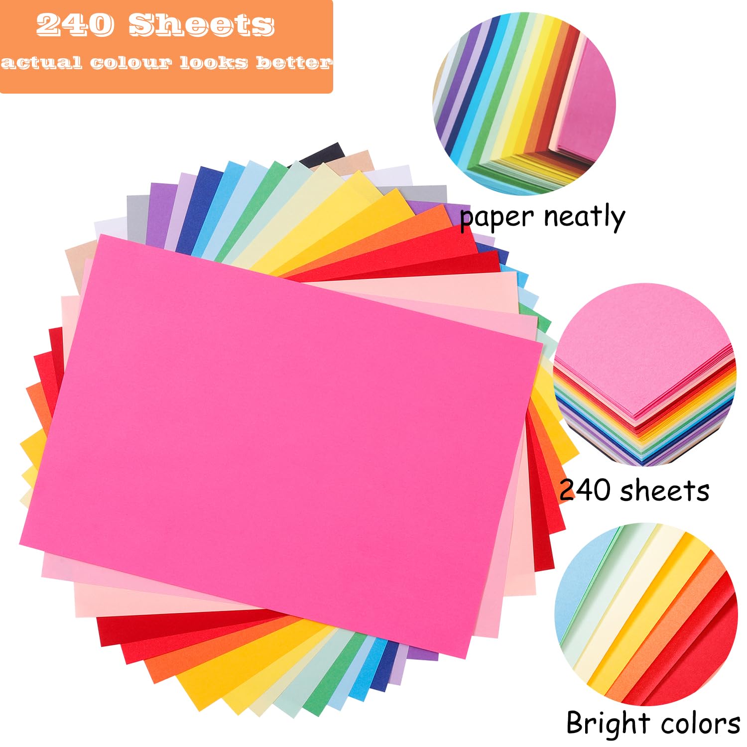 200 fogli di carta per origami, formato A4, carta colorata per