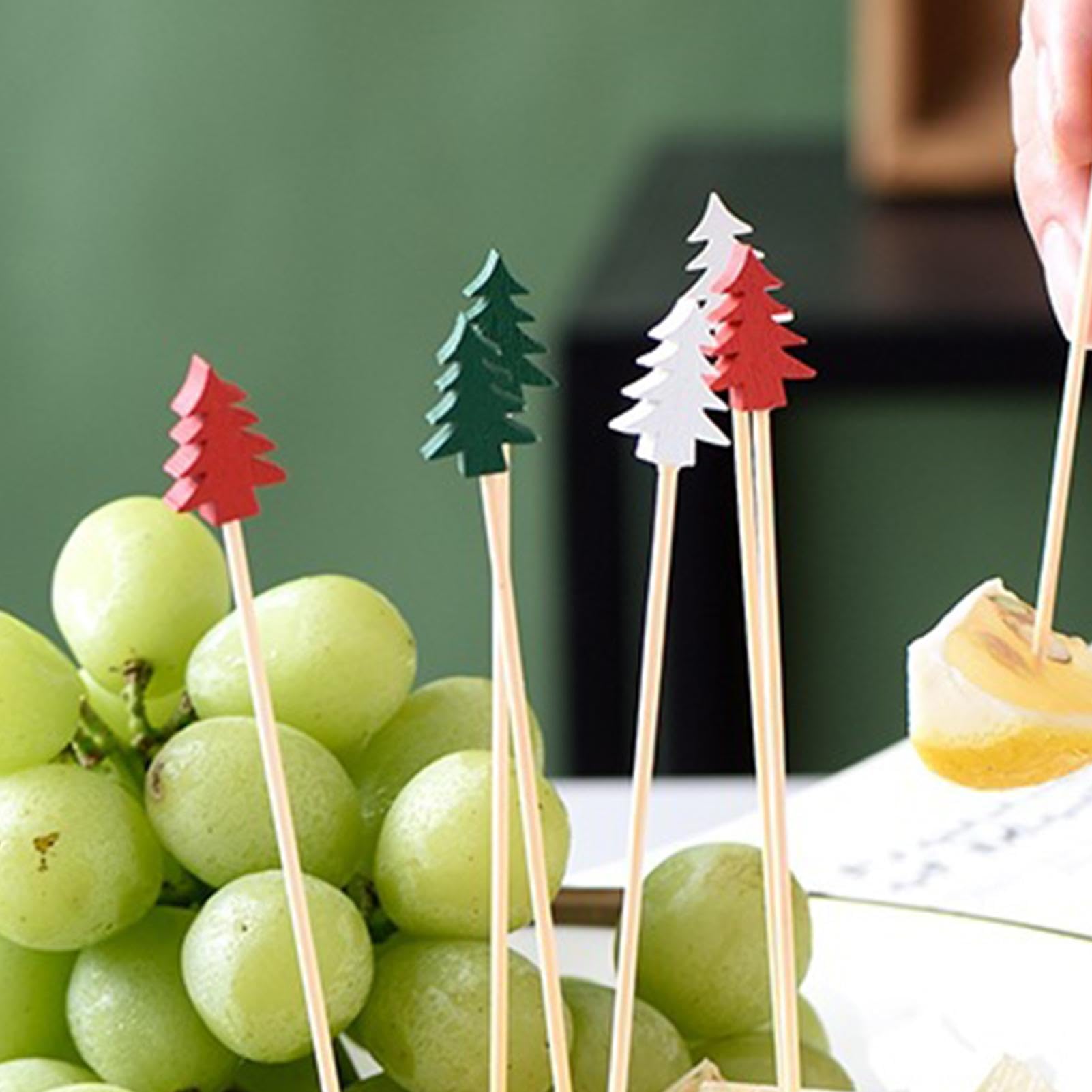 Decorazioni Torta Natalizia AWCIGG® 100 Pezzi Stuzzicadenti Da Cocktail Di Albero Di Natale, Stecchini Per Aperitivo, 12 Cm Bastoncini Zucchero Natale