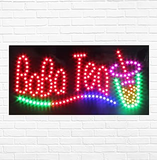 LED Boba Tea Sign for Retail Business Displays |Advertising Electronic Light Up Sign for Windows Walls |12"H x 24"W x 2"D