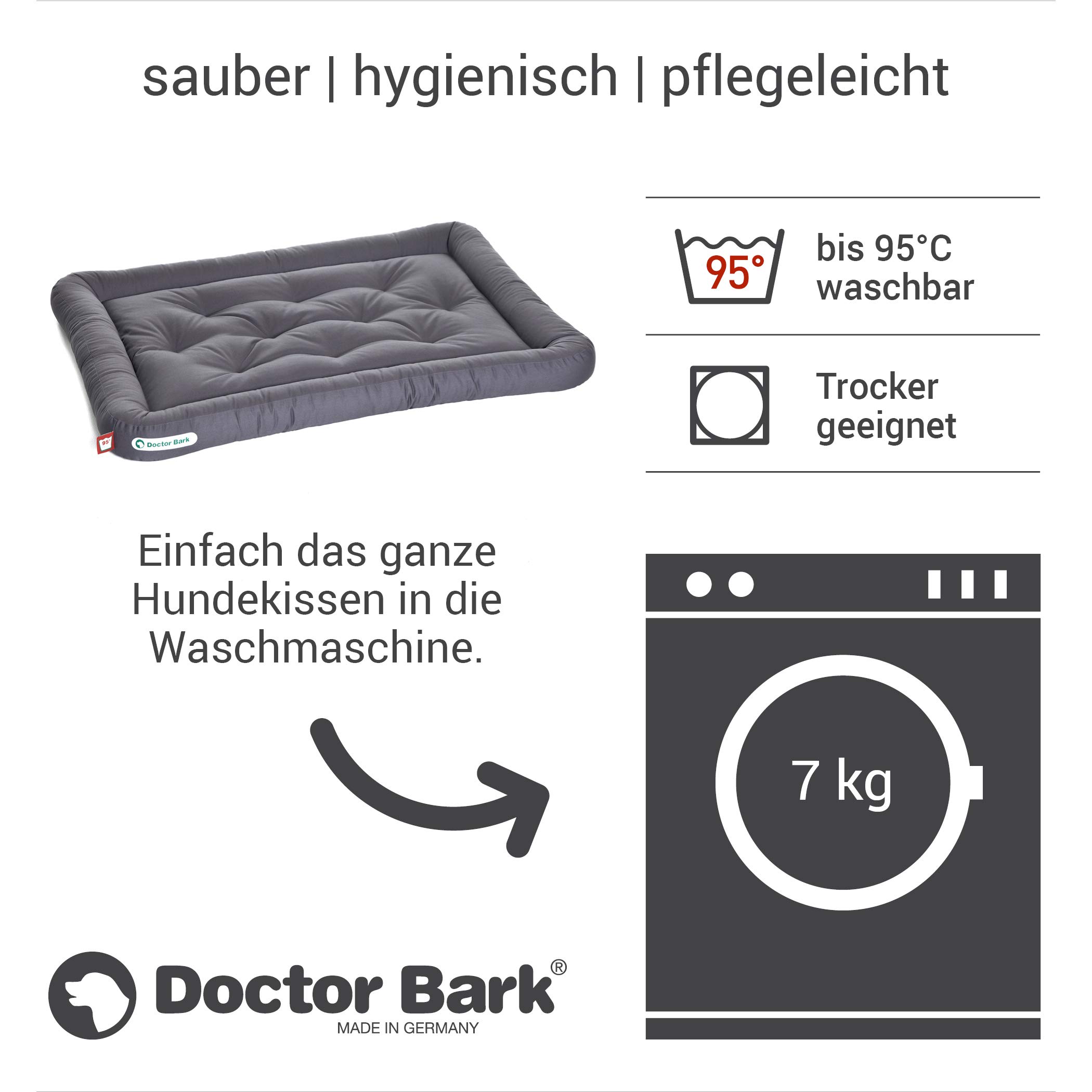 Doctor Bark Poduszka dla psa – ortopedyczne legowisko dla psa, pranie w temperaturze do 95°C, higieniczna, wytrzymała i wygodna (dł. – 90 x 70 cm, szara)