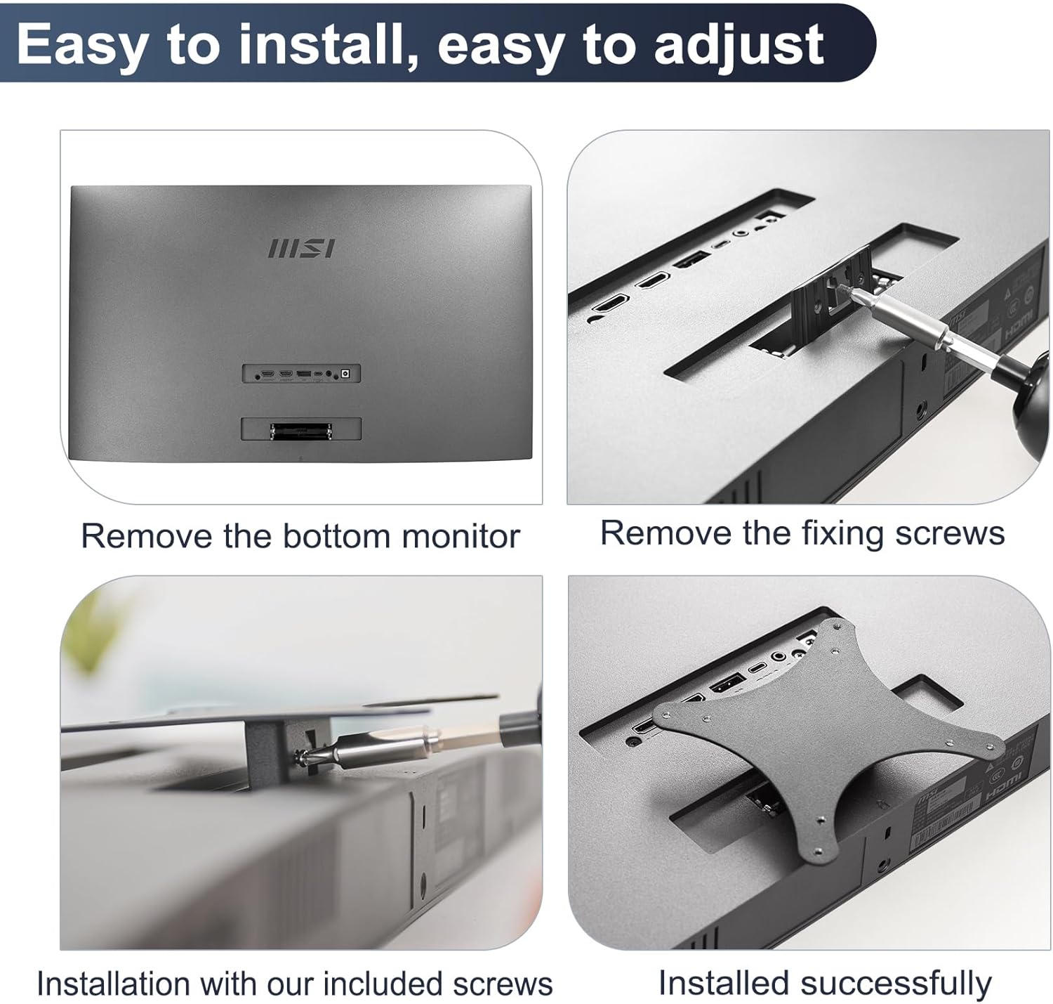 Monitor Arm/Mount VESA Bracket Adapter Compatible with MSI Monitor (MD271UL, MD271ULDE) - 75x75mm 100×100mm Black