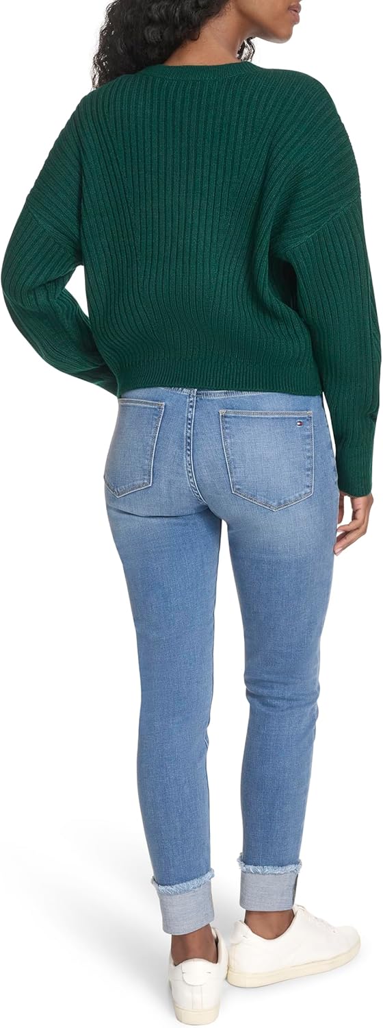 Tommy Hilfiger Womens Solid Cable Crewneck Bobbi Pullover Sweater - Image 3