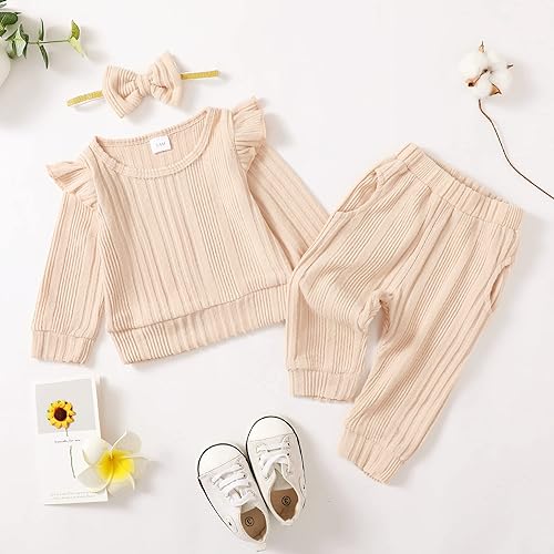 Miniatura 2 de Mioglrie Ropa de bebé niña para otoño e invierno, sudadera para recién nacido, conjunto de pantalones deportivos para niñas