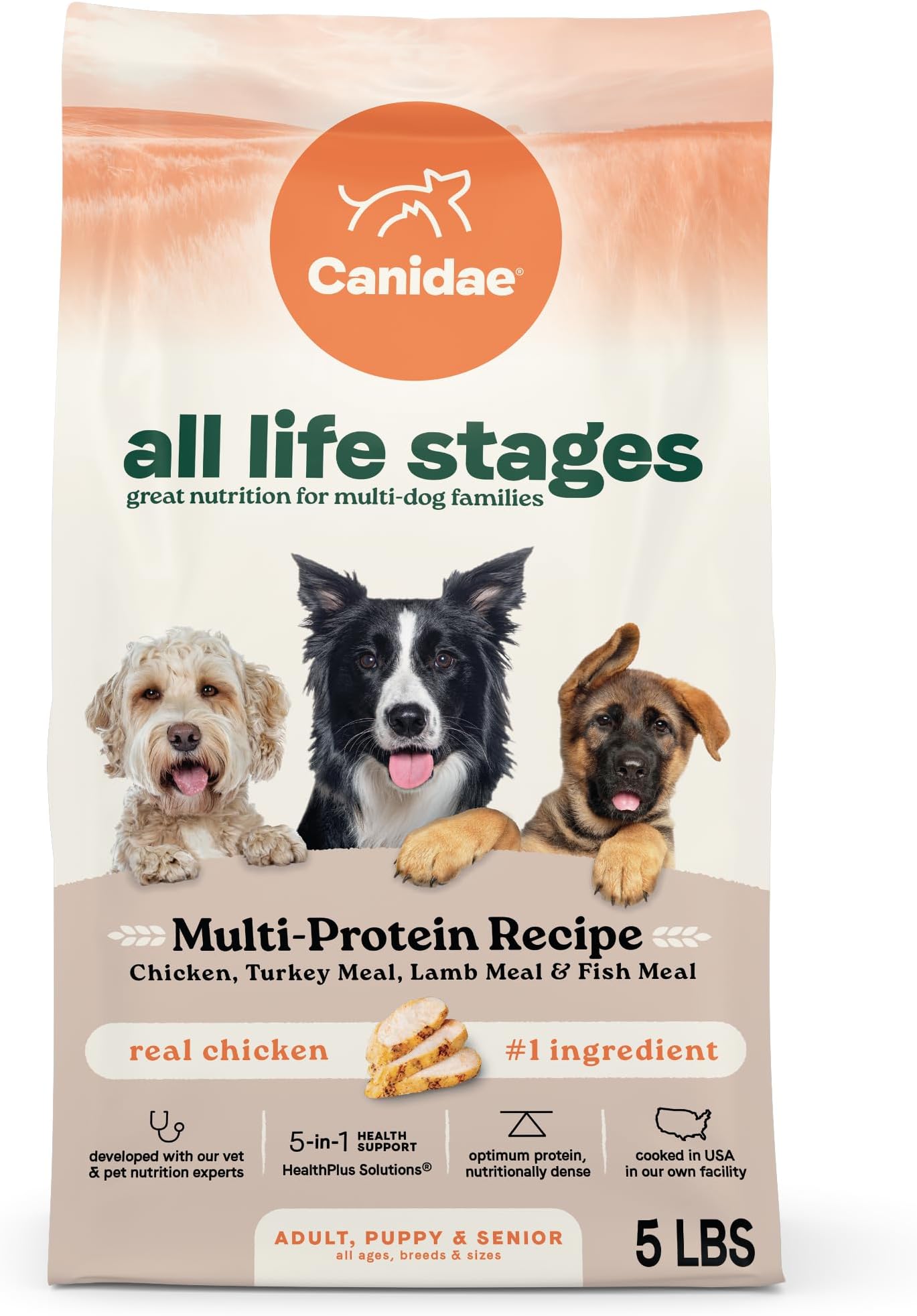 Canidae All Life Stages Multi-Protein Recipe with Chicken, Turkey, Lamb, and Fish – High Protein Premium Dry Dog Food for All Ages, Breeds, and Sizes– 5 lbs.
