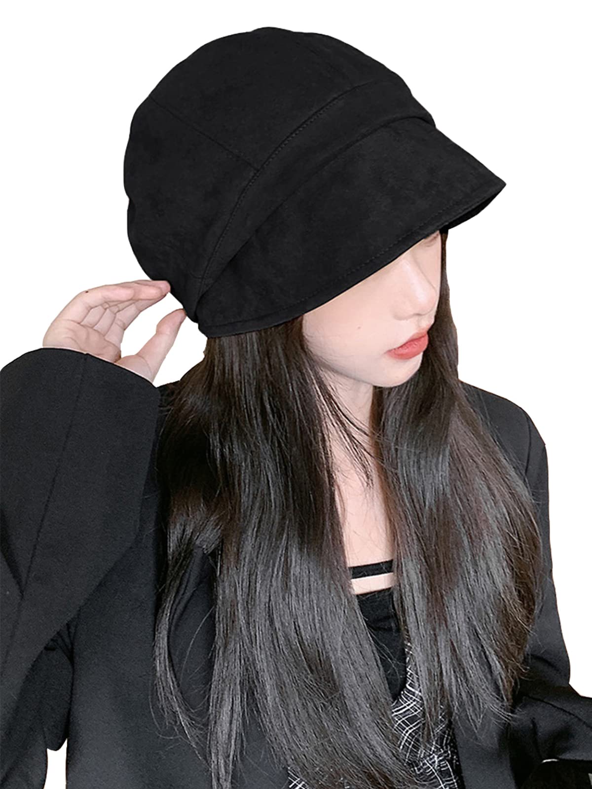 1993 Women Visor Beret Cap Newsboy Hat Lady Baker Hat Cotton Sun Hat Black Women Newsboy Cap Warm Wool Visor Beret Hats Soft Newsboy  main image 4