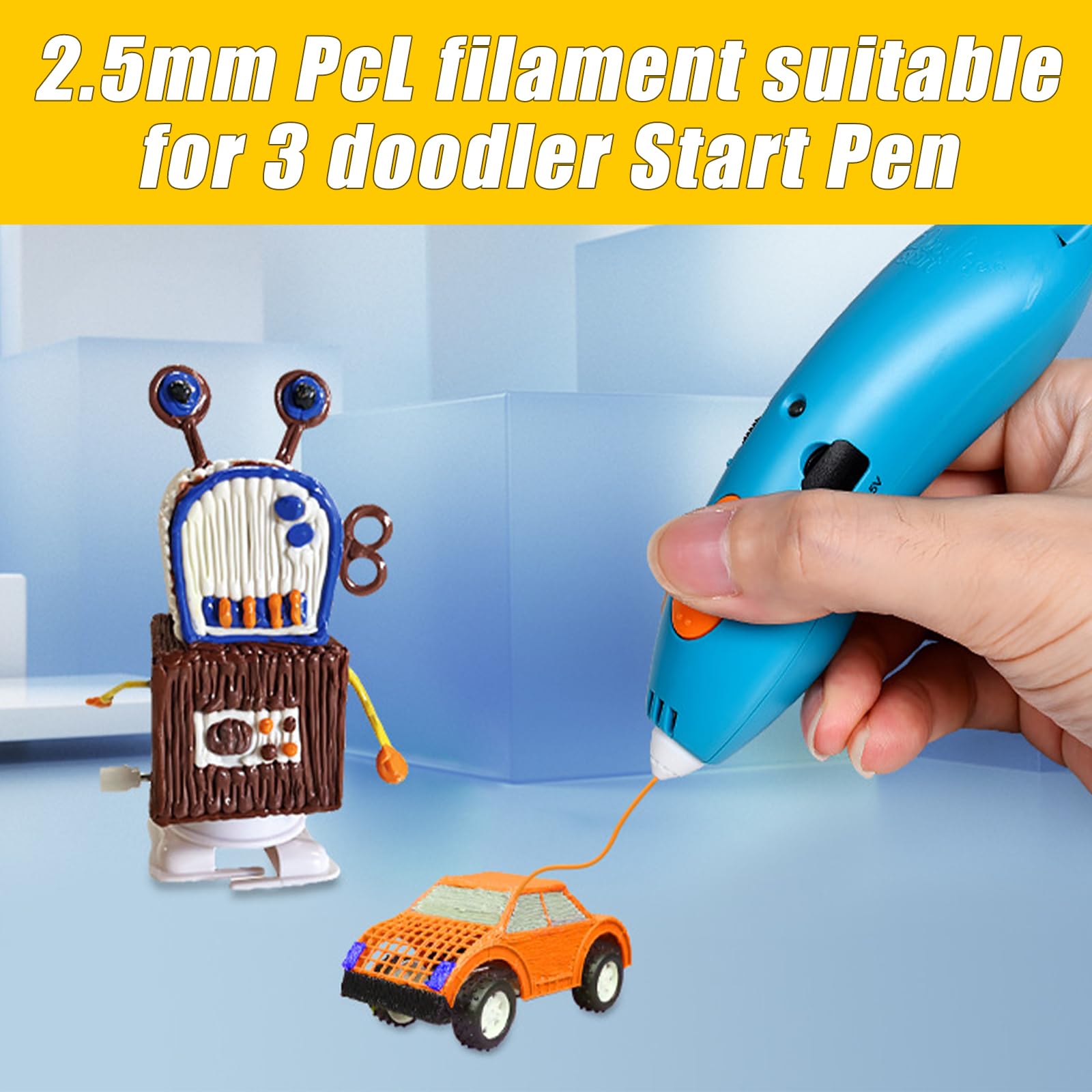 300 ricariche per penne 3D Doodler, 2,5 mm, 3 penne per stampa 3D