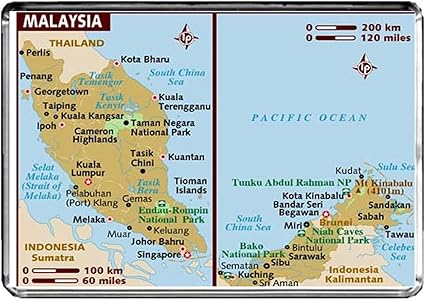 Amazon.com: M122 MAP of Malaysia Fridge Magnet Malaysia Travel