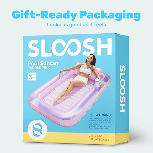 Miniatura 9 de SLOOSH Flotador inflable, camastro para adultos con almohada, 178 x 117 cm, 4 en 1: balsa-tina bronceadora, camastro para tomar el sol, fiestas