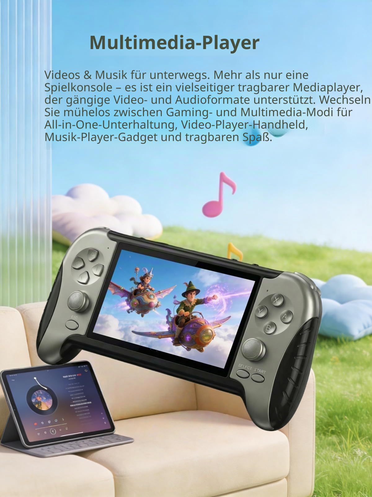 Retro-Spielkonsole mit 4,3-Zoll-HD-Bildschirm, integrierten Spielen, TV-Ausgang, Video-/Musikplayer und wiederaufladbarem Akku Teenager und Erwachsene