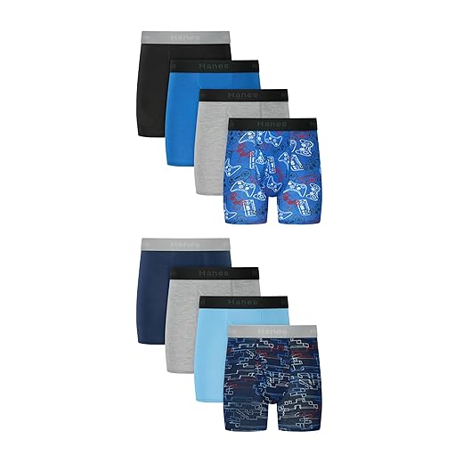 Hanes Boys' Boxer Briefs, Moisture-Wicking Underwear for Boys & Toddlers, Assorted, 10 or 12 Pack