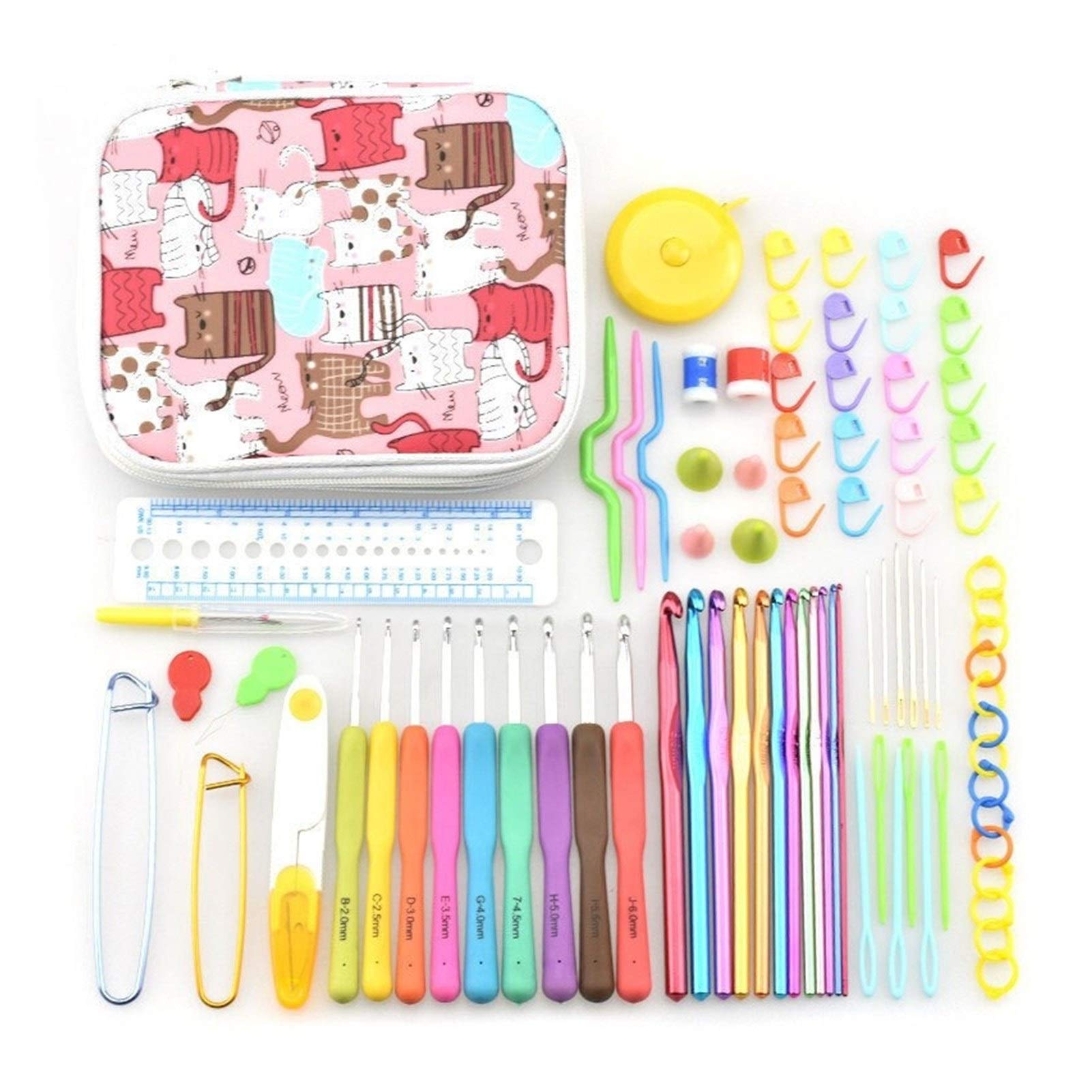 Kit De Ganchillos Ganchillo anzuelos calados 35 Estilos de Agujas de Tejer Set DIY Aguja Artes del Arte unir Tijeras de Costura Herramientas Marcadores Juego De Ganchillos (Color : Style 7)