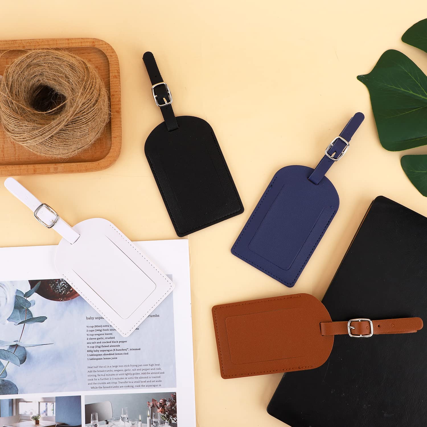 Etichette Bagagli In Pelle 4 Pezzi - Con Targhetta Nome E Protezione Privacy - Foto 7