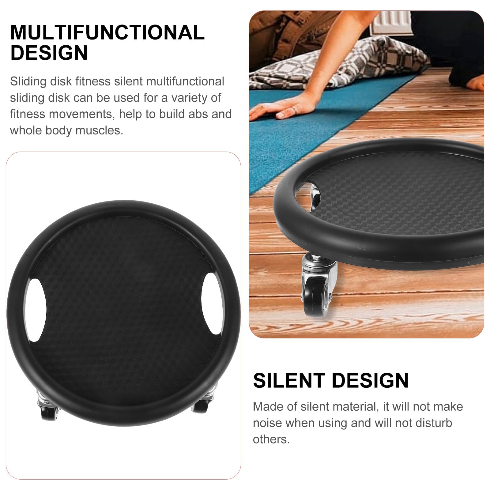 Discos Deslizantes para Ejercicio Abdominal Almohadilla, Equipo de Fitness Portátil y Silencioso, Disco Abdominal Negro Tamaño Mediano para Entrenamiento en Casa y Color Aleatorio