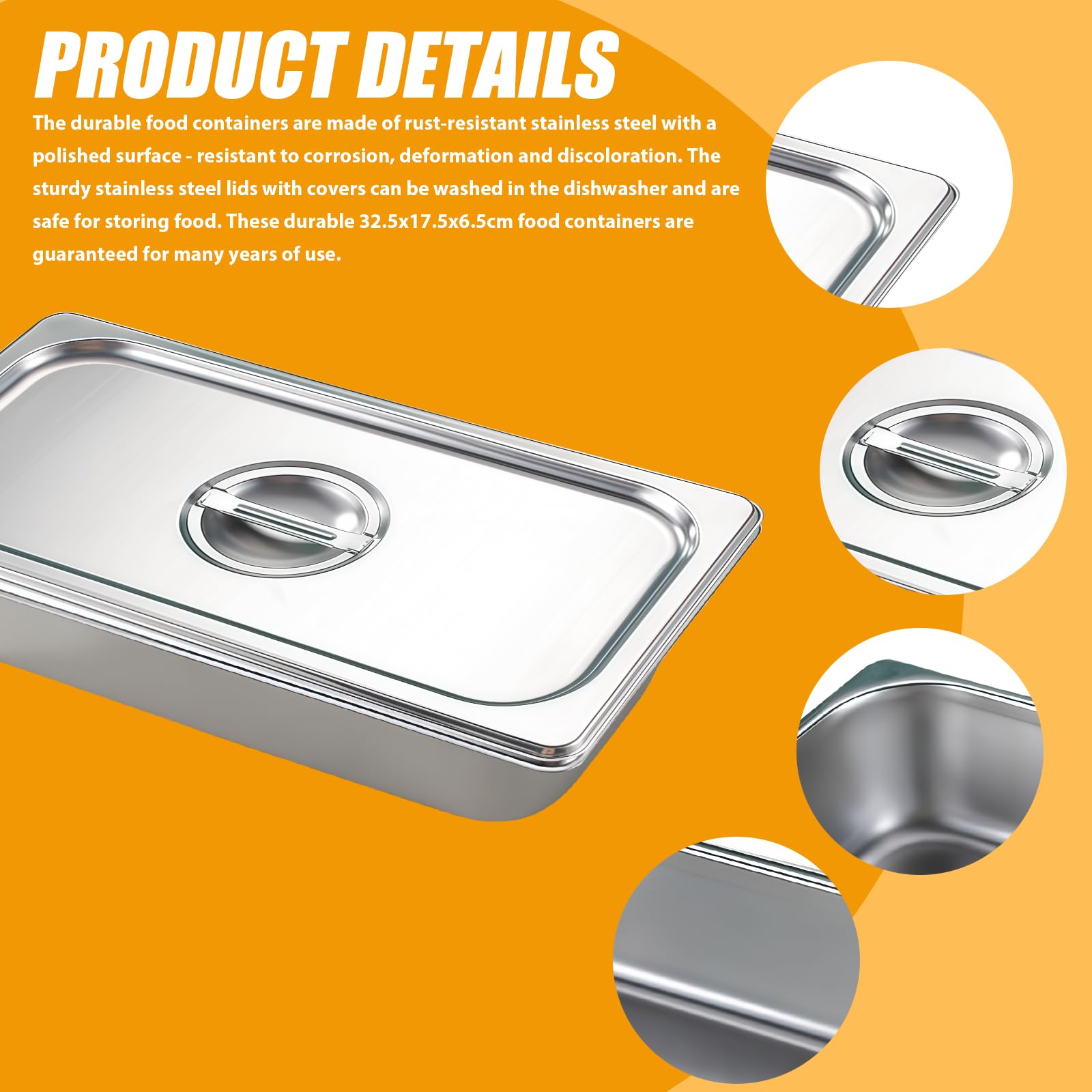 2 recipientes de acero inoxidable con tapa: recipiente para servir: Premium 32,5 x 17,5 x 6,5 cm, recipientes para alimentos, juego de cuencos para buffet catering para cubrir y servir