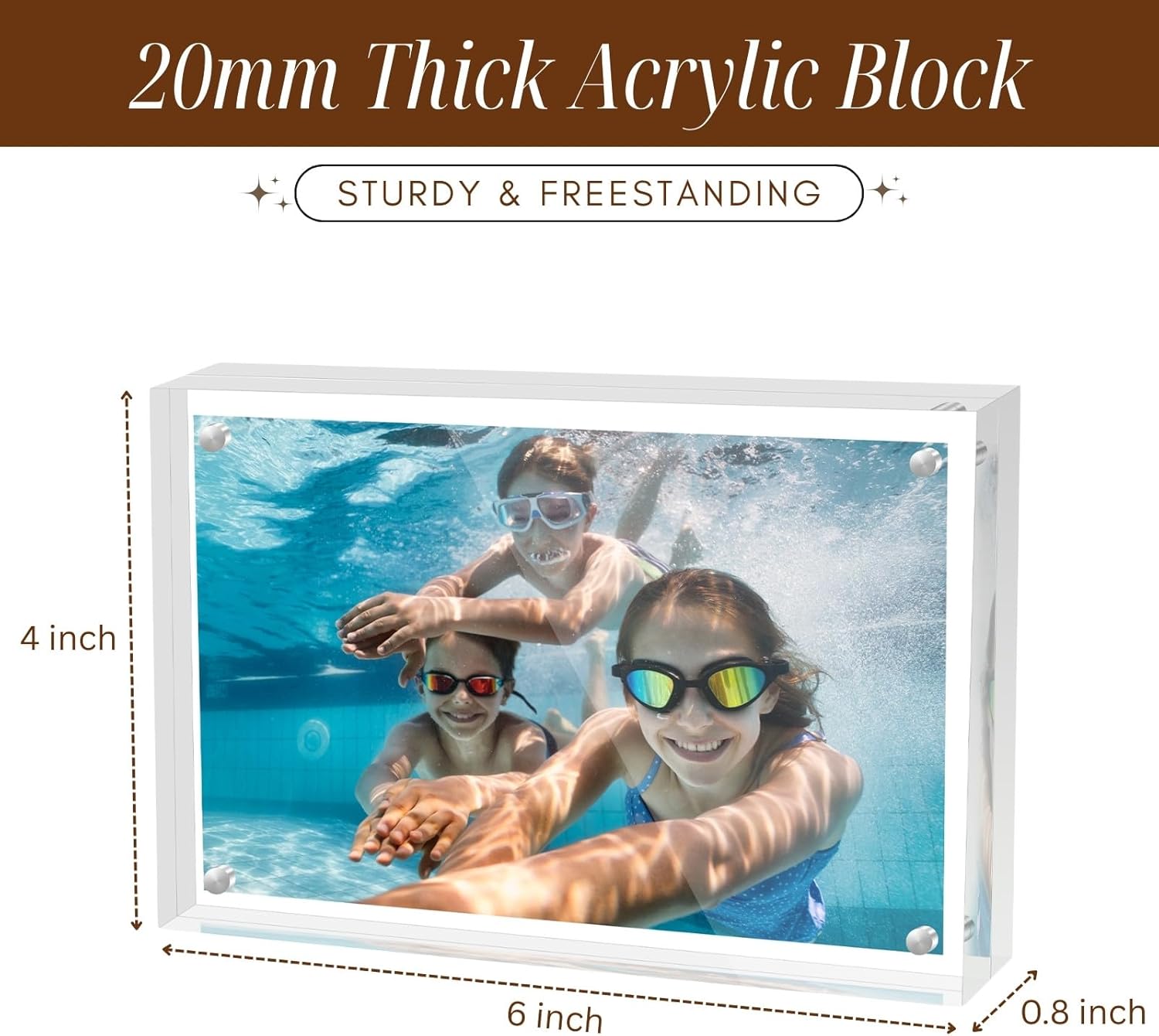 CATIFLIN 4x6 Magnetic Acrylic Frames 2 Pack, Double Sided Clear Frameless Picture Frame Blocks, 20mm Thick Photo Frames Free Standing Display for Family Photos, Certificates, Office, Artwork - Image 5