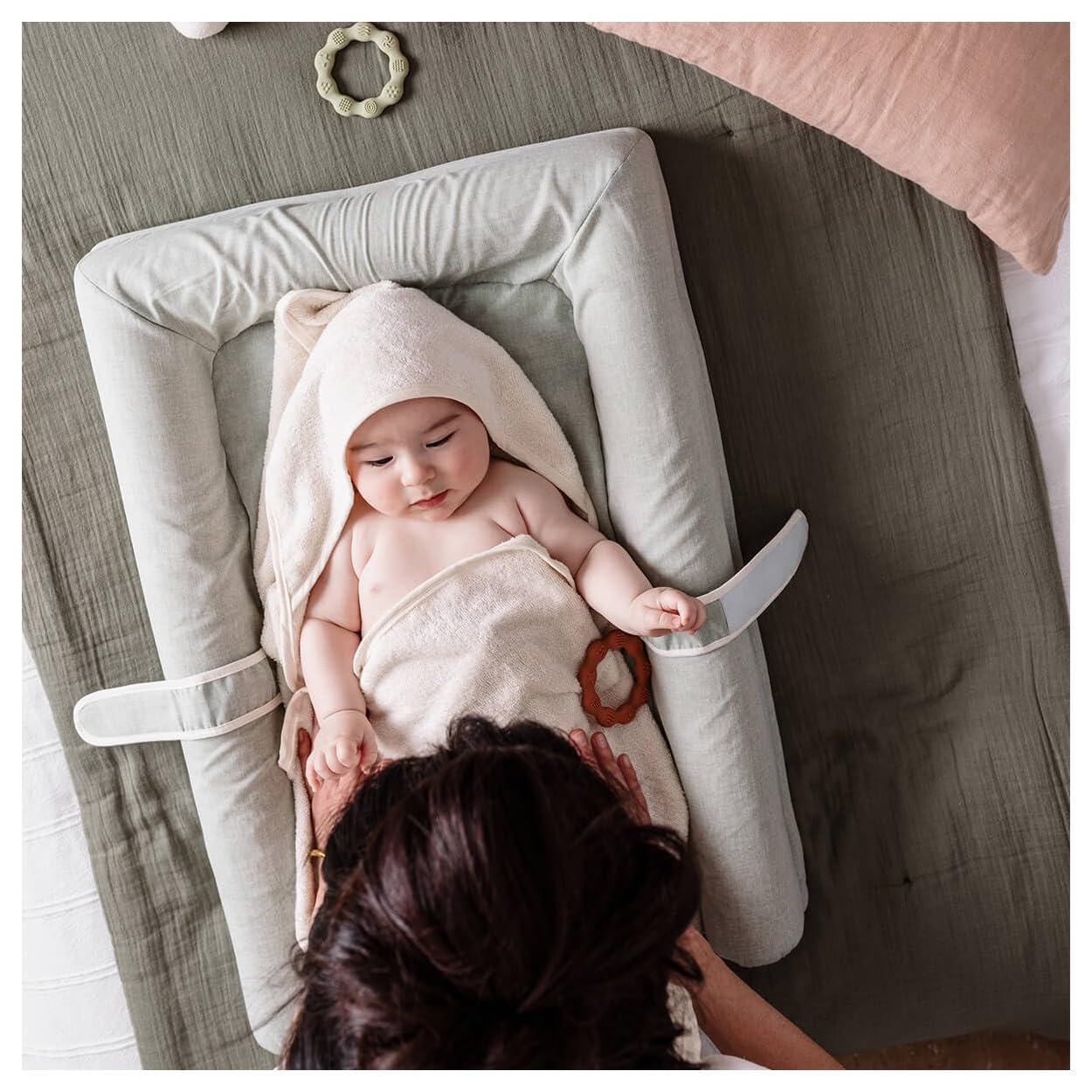Cape de bain tablier XXL Parent/Bébé en viscose - 100x100 cm - Rose