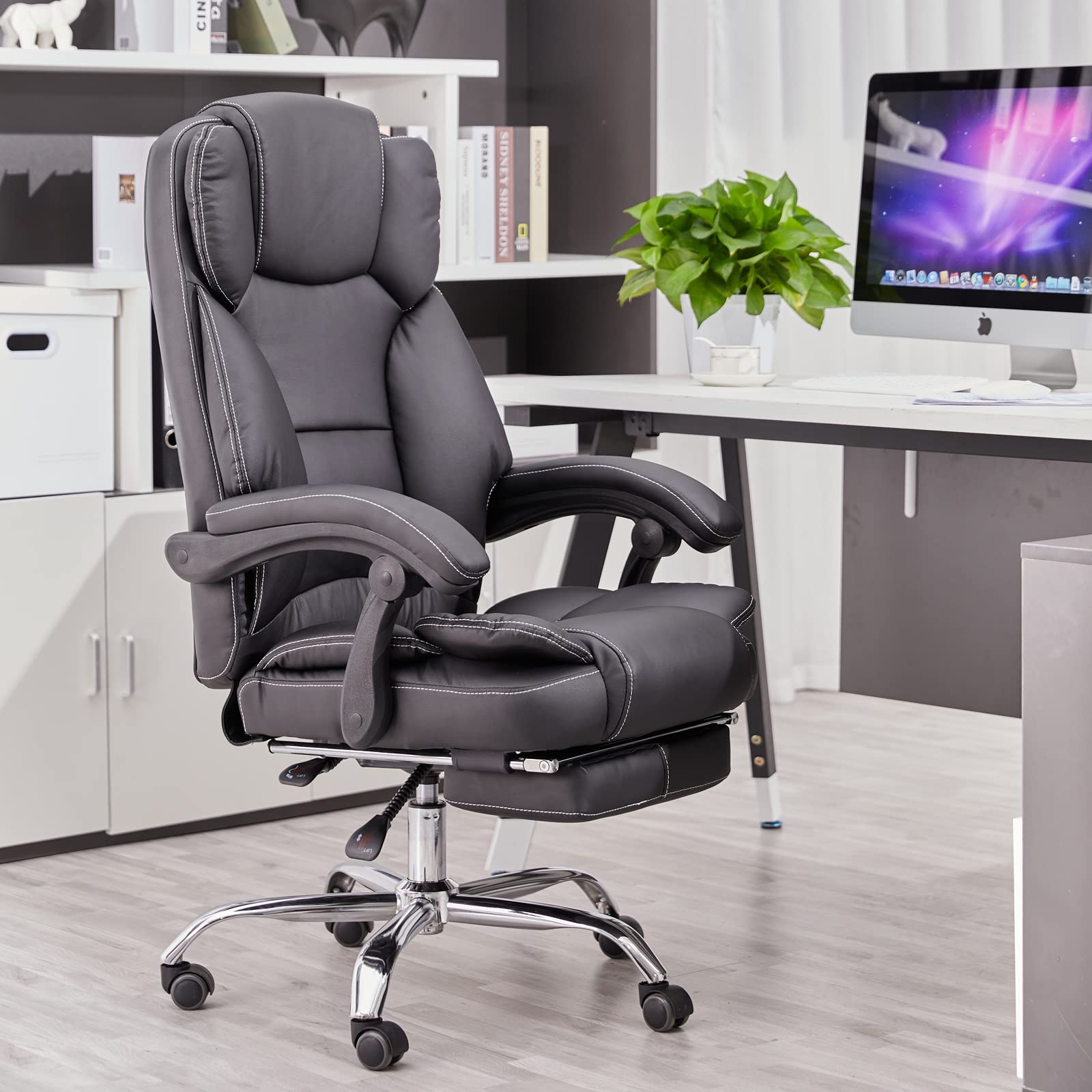 Buy Reclining Office Chair, Executive Office Chair with Footrest, PU