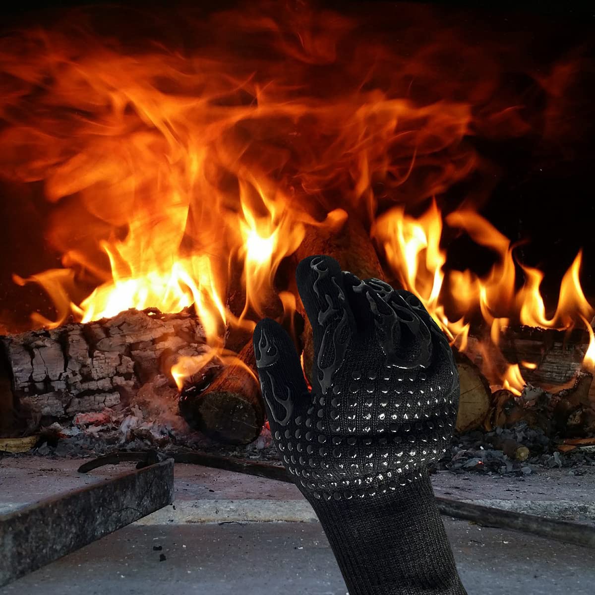 Odporne na wysokie temperatury rękawice do grilla do 800°C – antypoślizgowe silikonowe rękawice do grilla z długim mankietem – rękawice piekarnicze do grillowania, piekarnika, gotowania i pracy