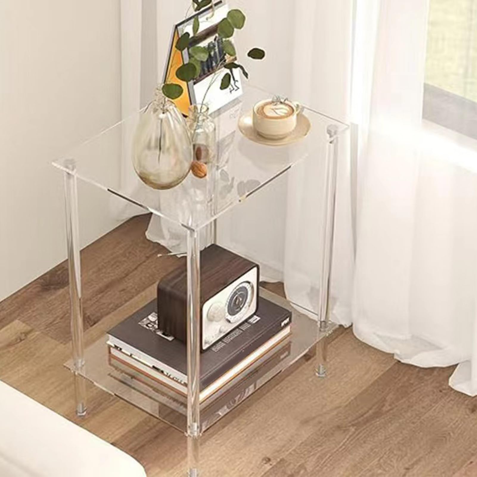 Tavolino in acrilico trasparente, 30 x 25 x 55 cm, design, mensola multifunzionale, organizer moderno per hotel, dormitorio, appartamento, ristorante, bagno, soggiorno