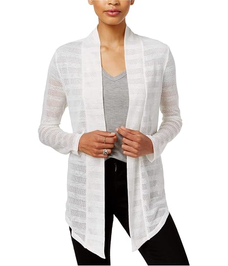 Womens Textured Cardigan Sweater, White 