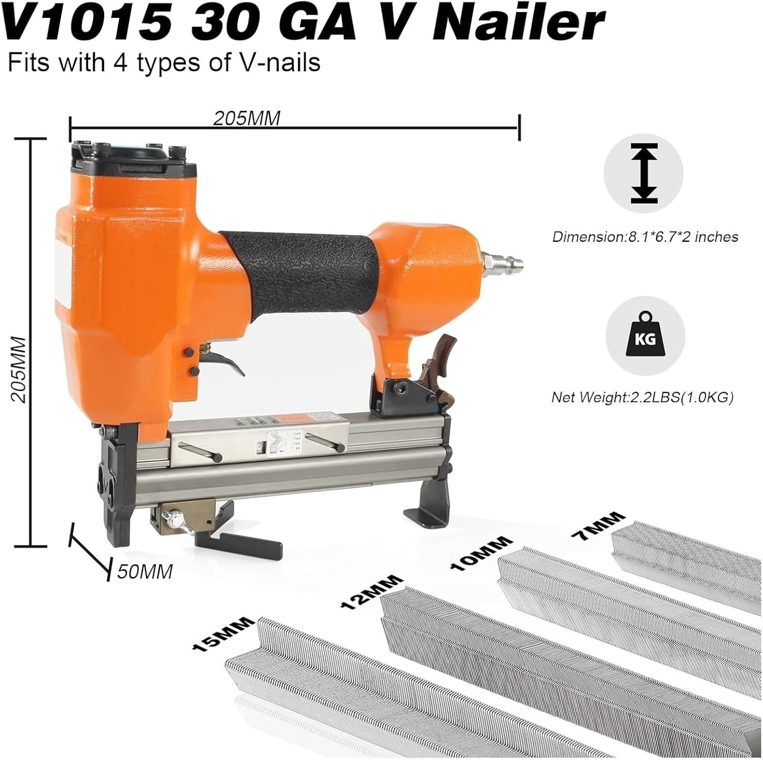 Pneumatic Power Nailer Decorative Tool 30GA V1015 Pneumatic Picture Frame Nailer V-Type Picture Frame Nail Gun