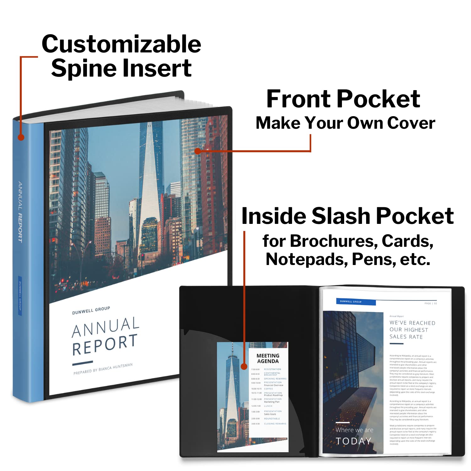 Dunwell Binder with Plastic Sleeves (Black), 48Pocket Bound